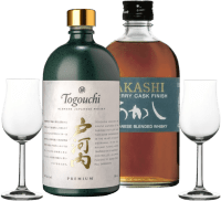 Whisky-duó Japánból Akashi és Togouchi márkáktól – 2x kóstolócsomag 2 pohárral