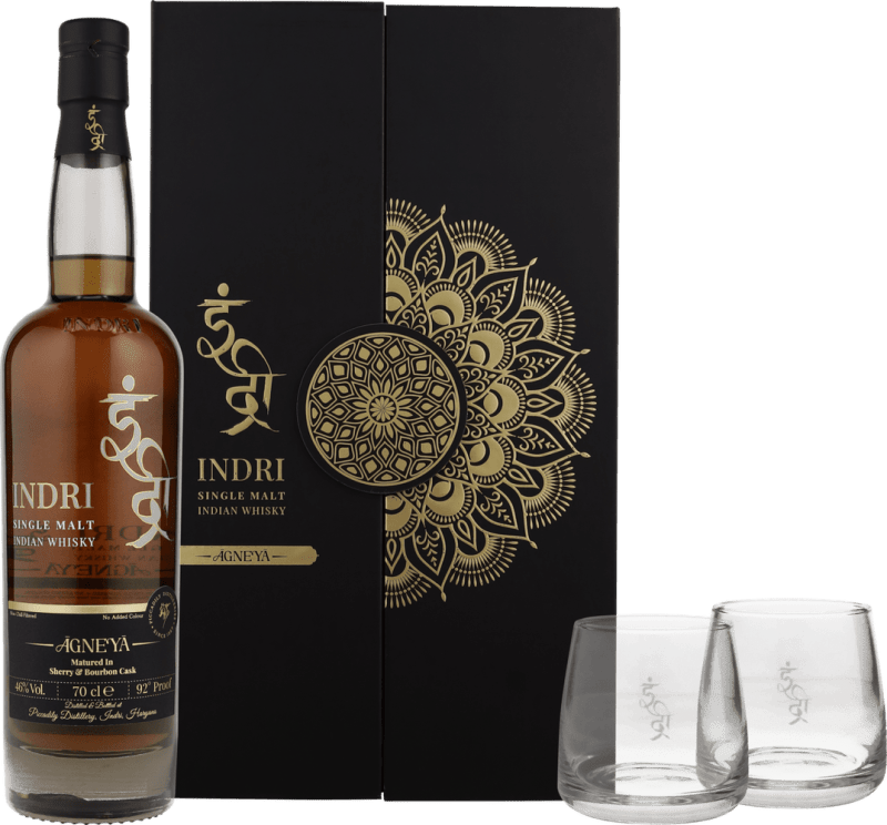 Agneya Single Malt Whisky in GP inkl. 2 Gläser - Indri